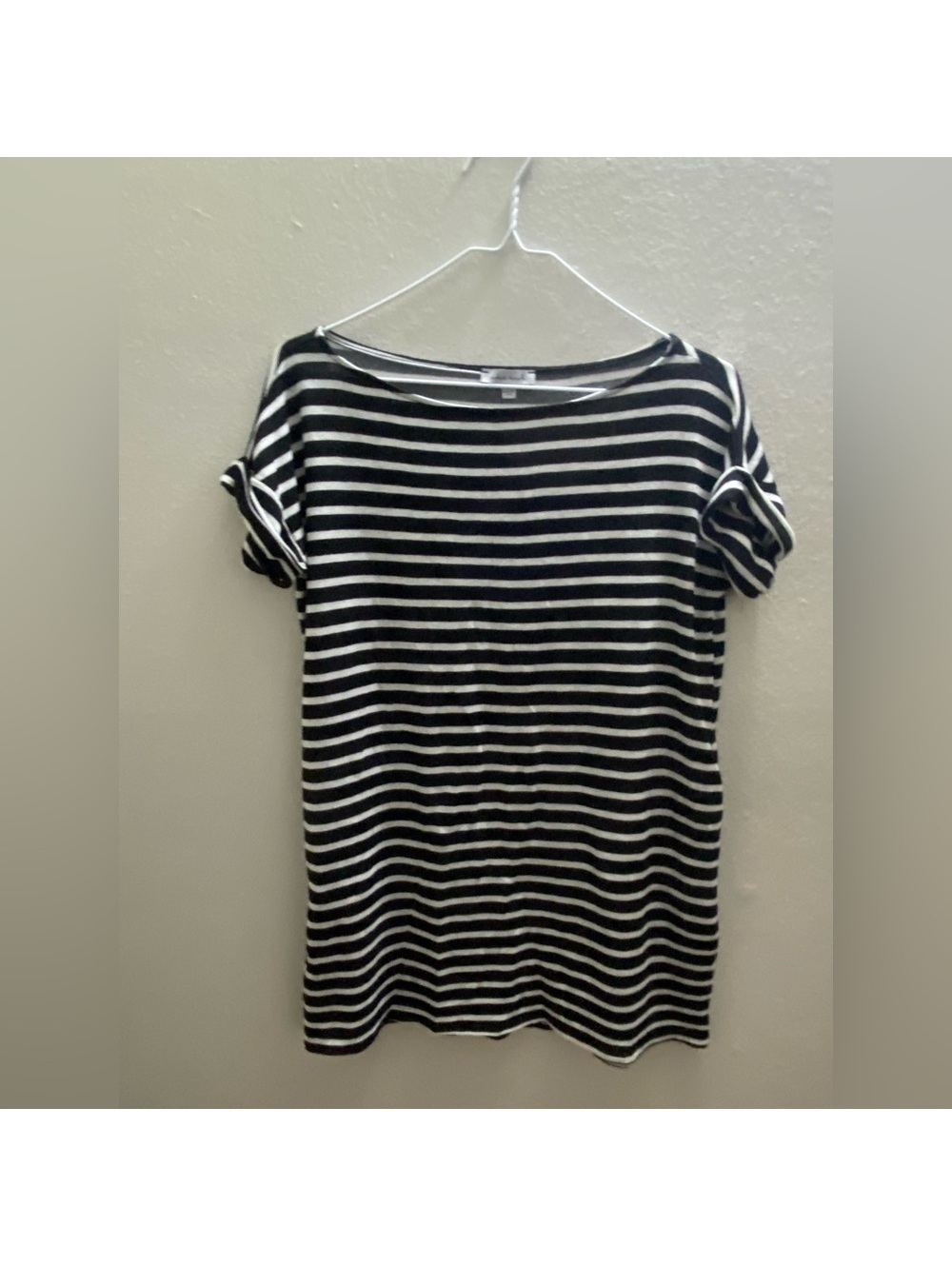 Juniors Black and White Striped Blouse Small by White Birch Tote2